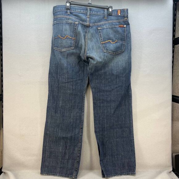 7 For All Mankind Men's Relaxed Fit Jeans Size 40 Button Fly Medium Denim Wash - Picture 5 of 16